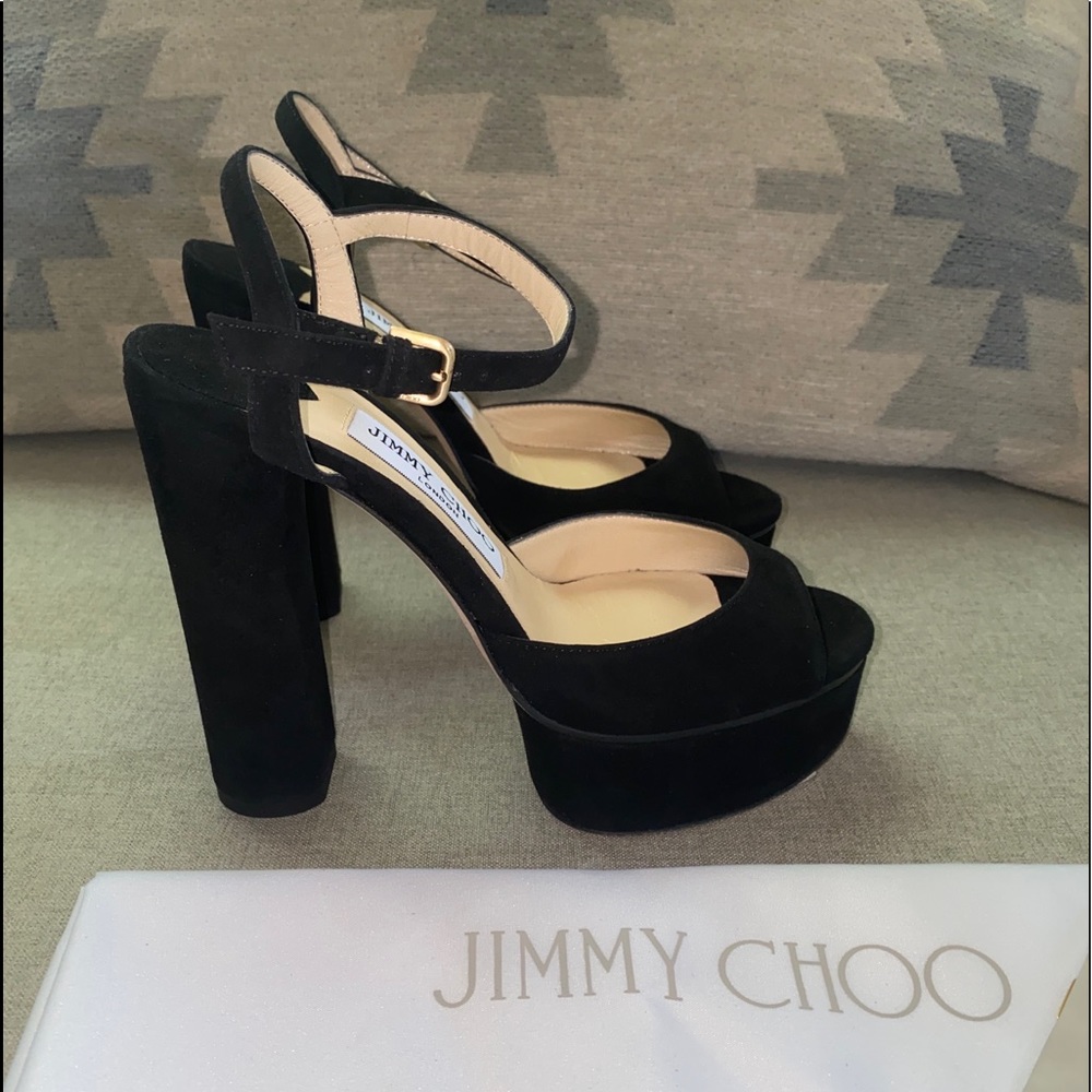 Jimmy Choo peachy 125 mm peachy black suede NWT 35.5 - Picture 4 of 14